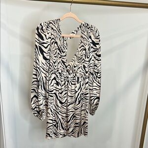 Show me your Mumu Zebra Print Long Sleeve Dress
